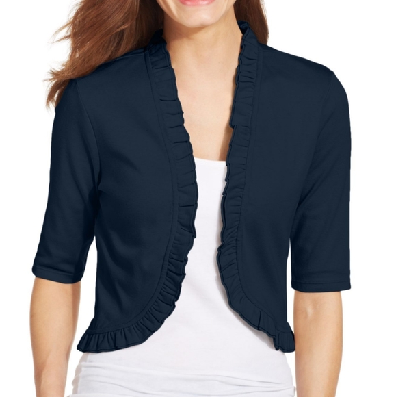 navy blue bolero cardigan